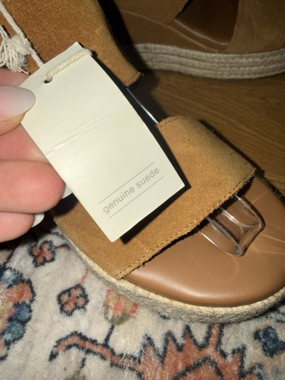 Joie Tan Camel Suede Espadrille Wedge Sandals Platform Slides Size 7.5 NEW - Picture 4 of 8